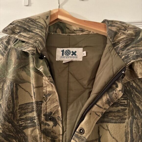 Vintage 10X Gore-Tex Rainwear Men's Hunting Coveralls W/hood Camo USA Realtree M - Picture 8 of 16